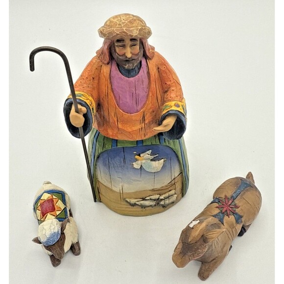 Jim Shore Heartwood Creek Let Earth Receive Her King Wiseman, Donkey, Sheep 2003 - Picture 2 of 16